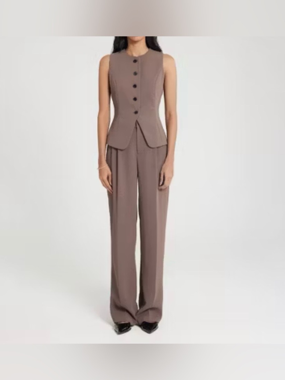 Women's Long Waistcoat Vest - A New Day™ Black-size:L - Picture 4 of 7